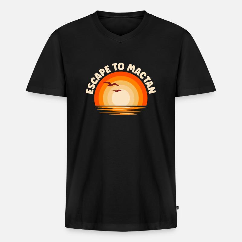 Ich fliehe nach Mactan - Männer Premium Bio T-Shirt mit V-Ausschnitt - Schwarz