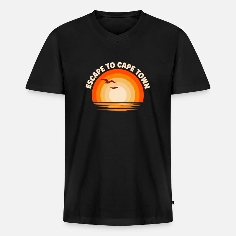 Ich fliehe nach Cape Town - Männer Premium Bio T-Shirt mit V-Ausschnitt - Schwarz