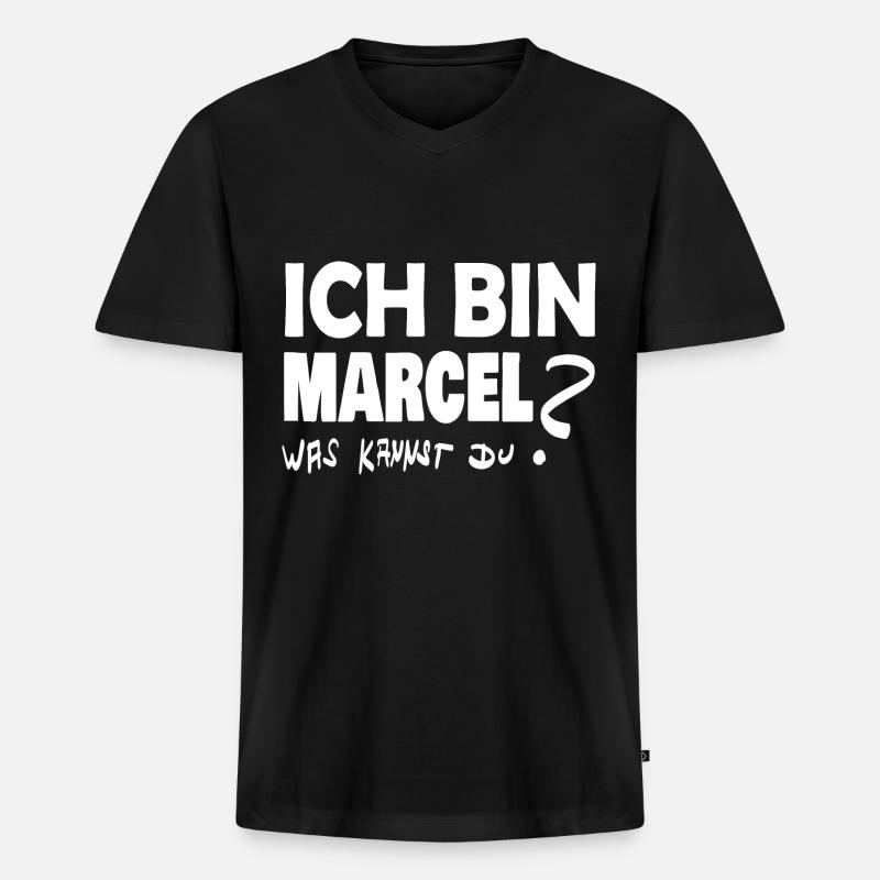 marcel - Männer Premium Bio T-Shirt mit V-Ausschnitt - Schwarz