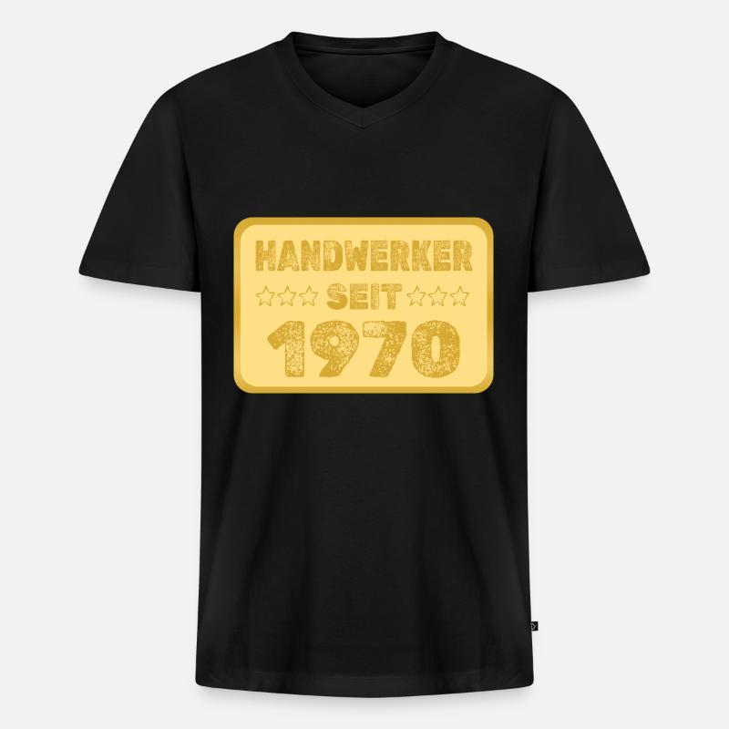 seit 1970 - Männer Premium Bio T-Shirt mit V-Ausschnitt - Schwarz