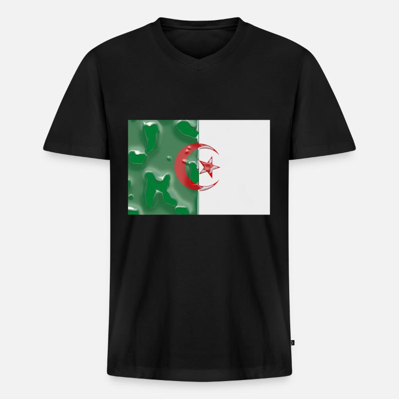 Algerien - Männer Premium Bio T-Shirt mit V-Ausschnitt - Schwarz