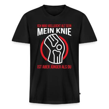 Ich Mag Vielleicht Alt sein Mein Knie Ist Aber Jün - Männer Premium Bio T-Shirt mit V-Ausschnitt - Schwarz - Vorne - Nico (187cm)