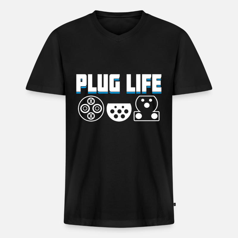 Elektrofahrzeug-Stecker EV Driver Charging - Männer Premium Bio T-Shirt mit V-Ausschnitt - Schwarz