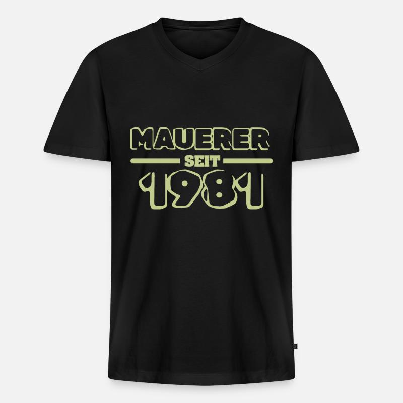1981 - Männer Premium Bio T-Shirt mit V-Ausschnitt - Schwarz