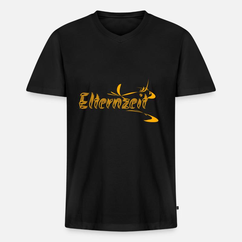 Geschenkidee Elternzeit - Männer Premium Bio T-Shirt mit V-Ausschnitt - Schwarz