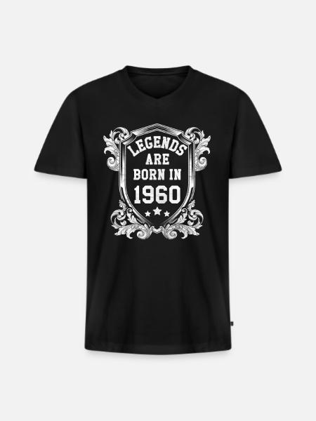 1960 - Men's Premium Organic T-shirt with V-neck - black