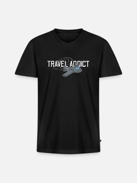 Voyages - T-shirt encolure en V Premium bio Homme - noir