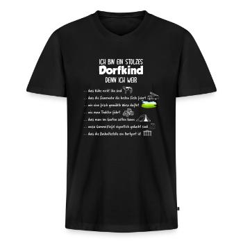 Dorfkind - Männer Premium Bio T-Shirt mit V-Ausschnitt - Schwarz - Vorne - Nico (187cm)