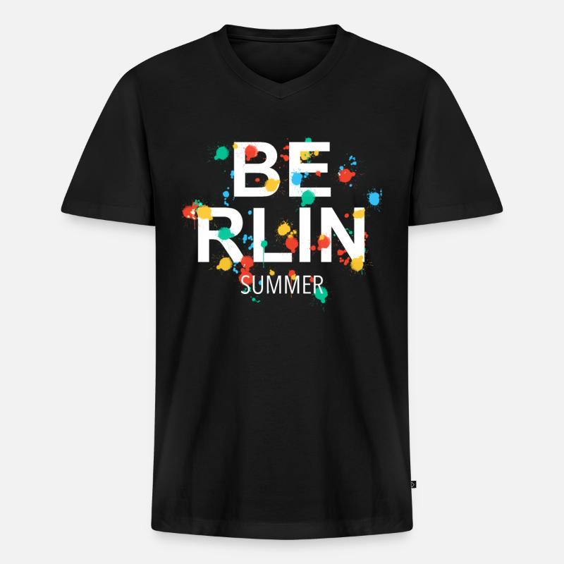 Berlin - Männer Premium Bio T-Shirt mit V-Ausschnitt - Schwarz