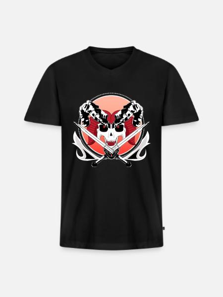 Warrior skull - Men's Premium Organic T-shirt with V-neck - black