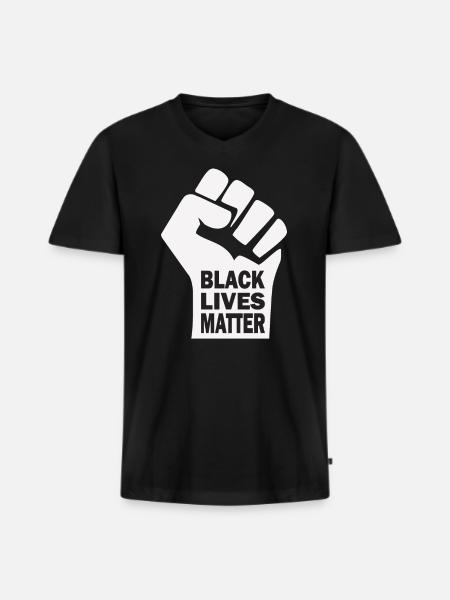Black Lives Matter - Männer Premium Bio T-Shirt mit V-Ausschnitt - Schwarz