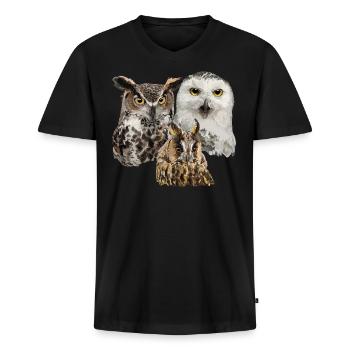 Owls - Men's Premium Organic T-shirt with V-neck - black - Front - Nico (187cm)