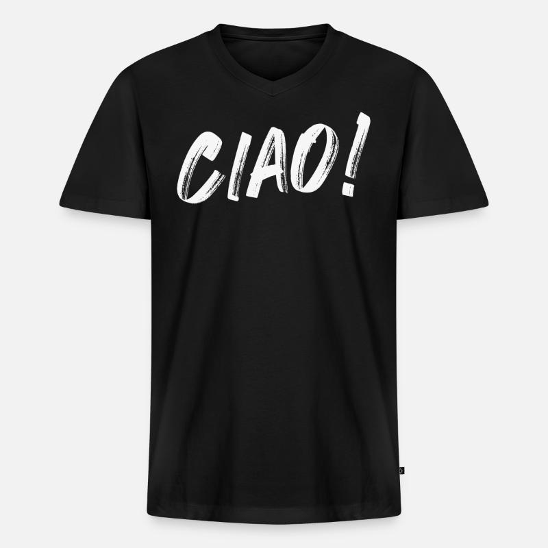 ciao - Männer Premium Bio T-Shirt mit V-Ausschnitt - Schwarz