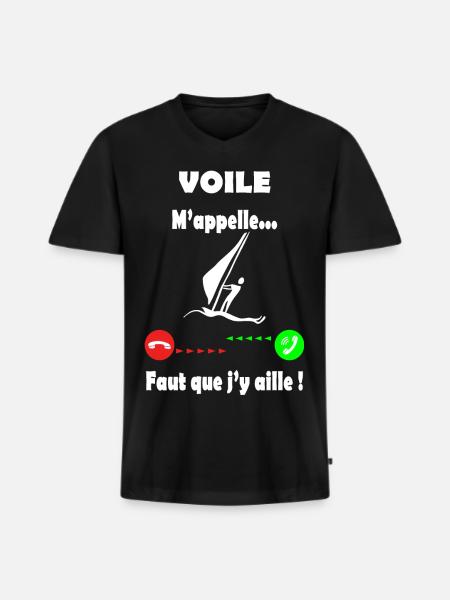 Voile - voile m'appelle - T-shirt encolure en V Premium bio Homme - noir