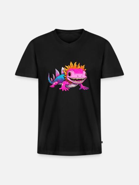 Axolotl - Men's Premium Organic T-shirt with V-neck - black
