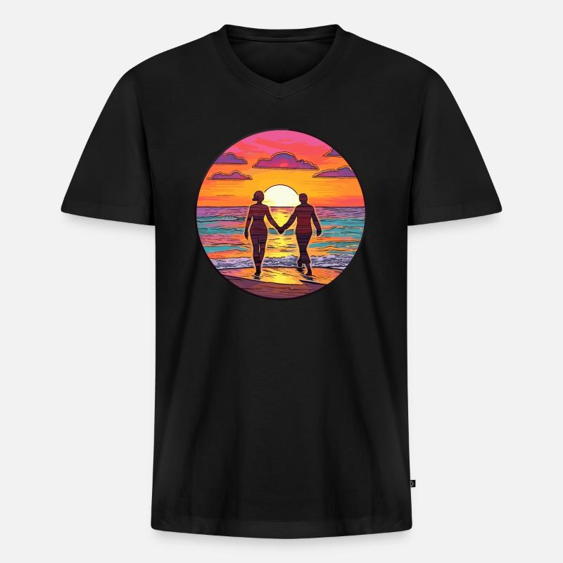 Ozean Der Liebe - Männer Premium Bio T-Shirt mit V-Ausschnitt - Schwarz