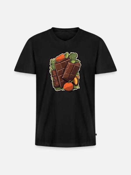 Chocolate - Minimalist indulgence - Men's Premium Organic T-shirt with V-neck - black