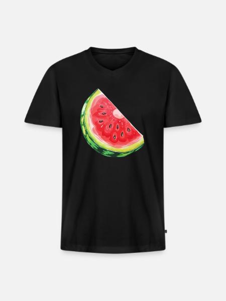 Watermelon slice quenching thirst - Men's Premium Organic T-shirt with V-neck - black