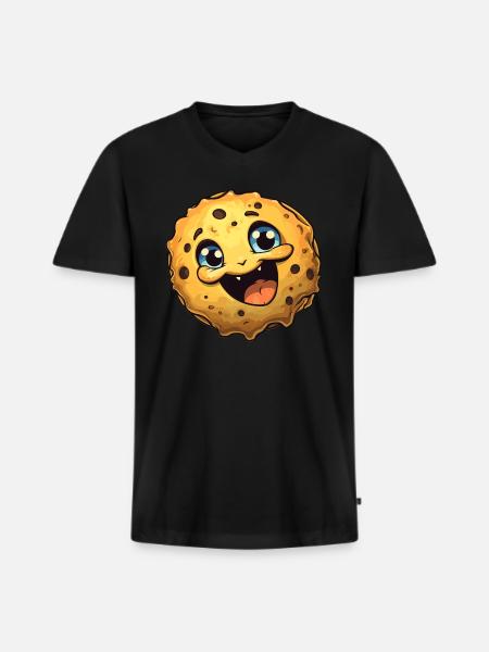 Cookie Biscuit Funny Cute - Men's Premium Organic T-shirt with V-neck - black