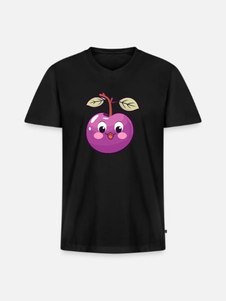 Prune Kawaii Prune Douce - T-shirt encolure en V Premium bio Homme - noir