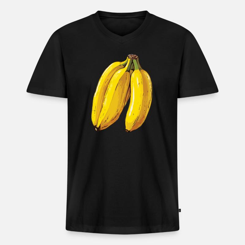 Bananengelbe Köstlichkeiten - Männer Premium Bio T-Shirt mit V-Ausschnitt - Schwarz