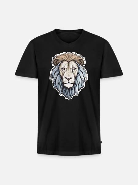 Lion Head Lion's Mane - Men's Premium Organic T-shirt with V-neck - black