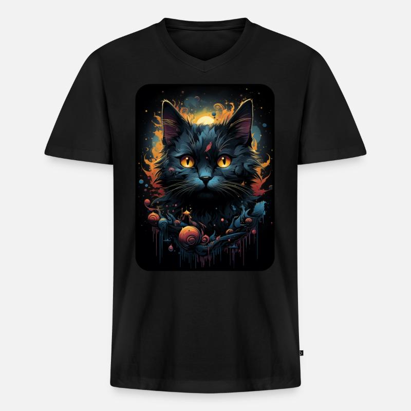Carlos Klex der schwarze Kater - Männer Premium Bio T-Shirt mit V-Ausschnitt - Schwarz