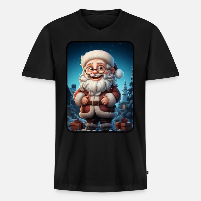 Weihnachtsmann Santa Claus - Männer Premium Bio T-Shirt mit V-Ausschnitt - Schwarz