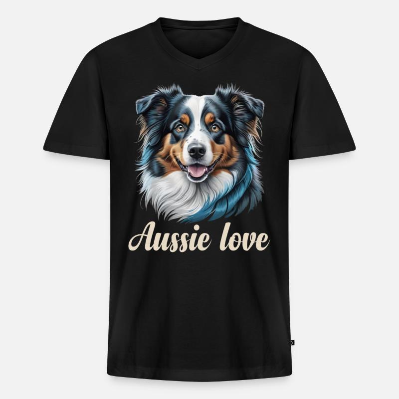 Aussie Liebe - Männer Premium Bio T-Shirt mit V-Ausschnitt - Schwarz