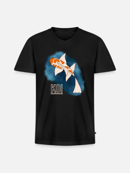 Koi - Männer Premium Bio T-Shirt mit V-Ausschnitt - Schwarz