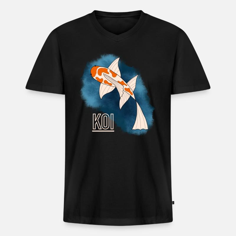 Koi - Männer Premium Bio T-Shirt mit V-Ausschnitt - Schwarz
