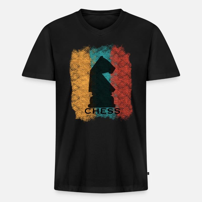 Schach - Männer Premium Bio T-Shirt mit V-Ausschnitt - Schwarz
