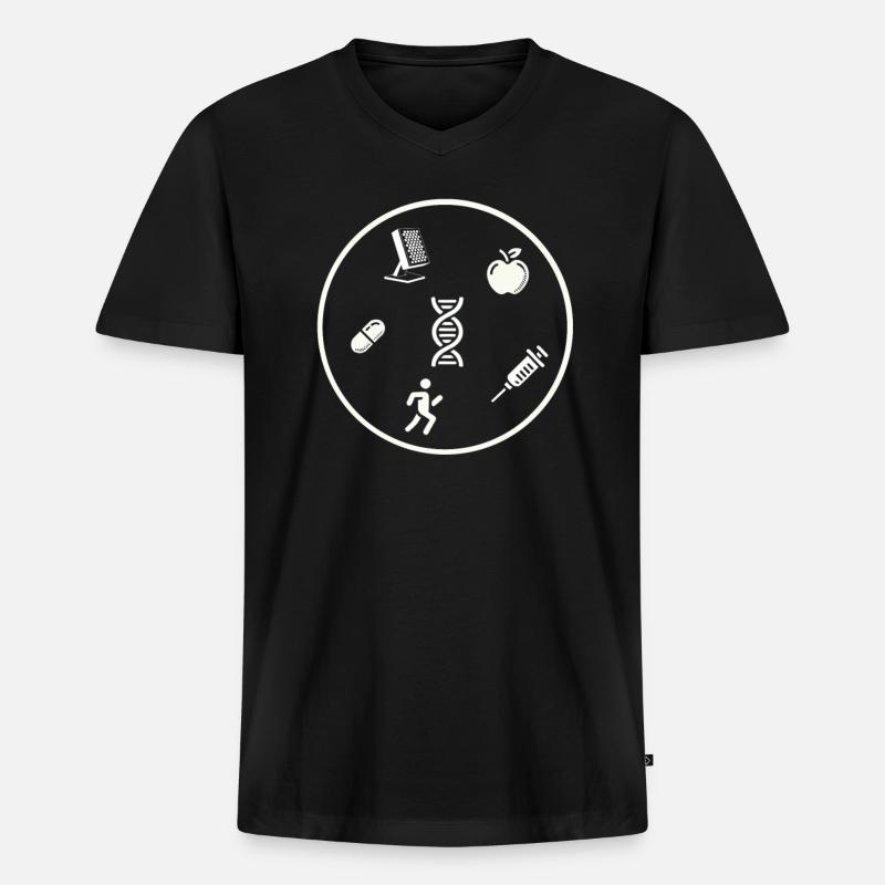 Longevity - Langes Leben - Männer Premium Bio T-Shirt mit V-Ausschnitt - Schwarz