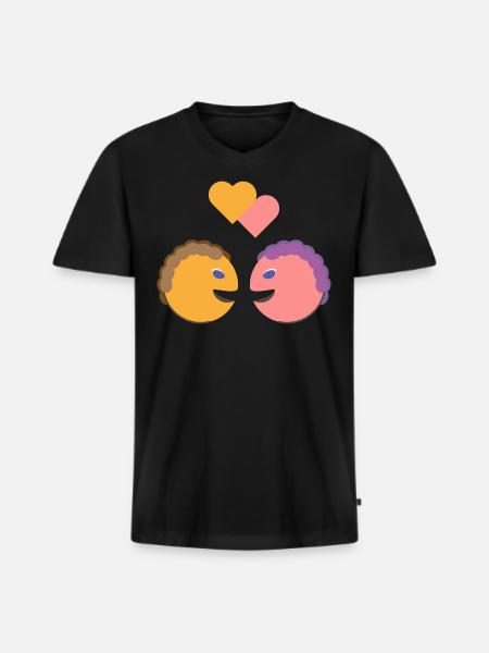 Gesicht Liebe Herz Geschenk - Männer Premium Bio T-Shirt mit V-Ausschnitt - Schwarz