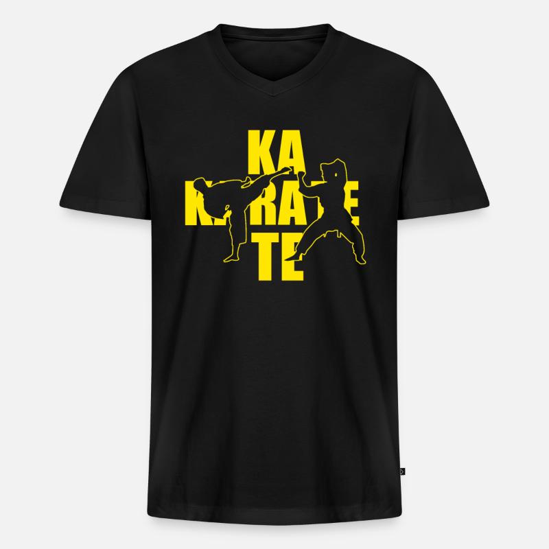 Karate - Männer Premium Bio T-Shirt mit V-Ausschnitt - Schwarz