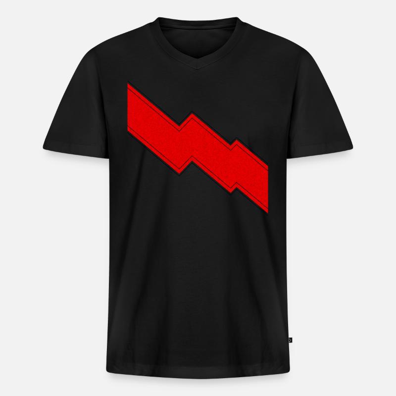 Roter Blitz Zeichen Geschenk - Männer Premium Bio T-Shirt mit V-Ausschnitt - Schwarz