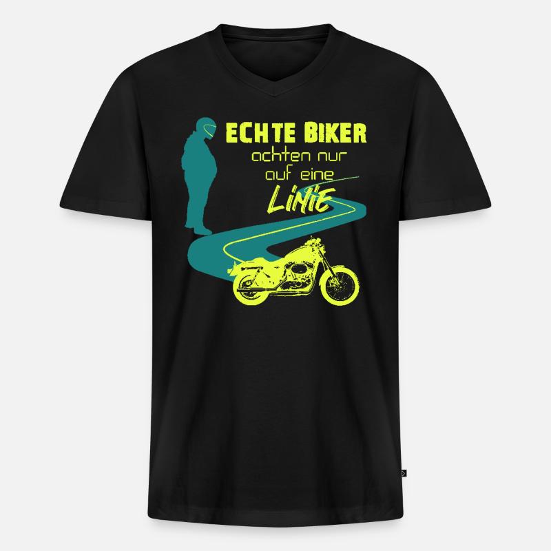 Echte Biker - Motorrad - Männer Premium Bio T-Shirt mit V-Ausschnitt - Schwarz