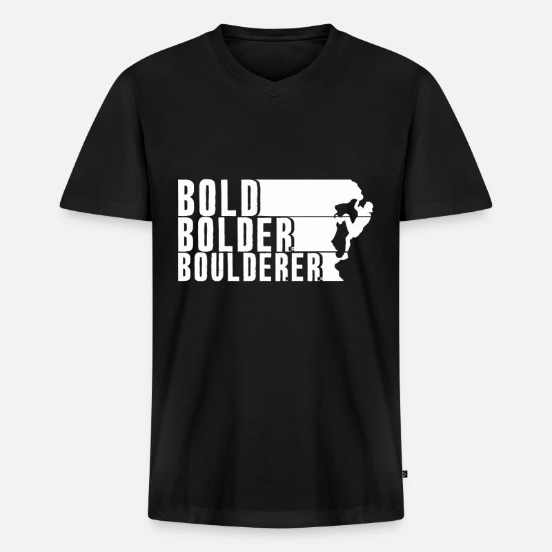 Bold Bolder Boulderer Boulder Bouldern - Männer Premium Bio T-Shirt mit V-Ausschnitt - Schwarz