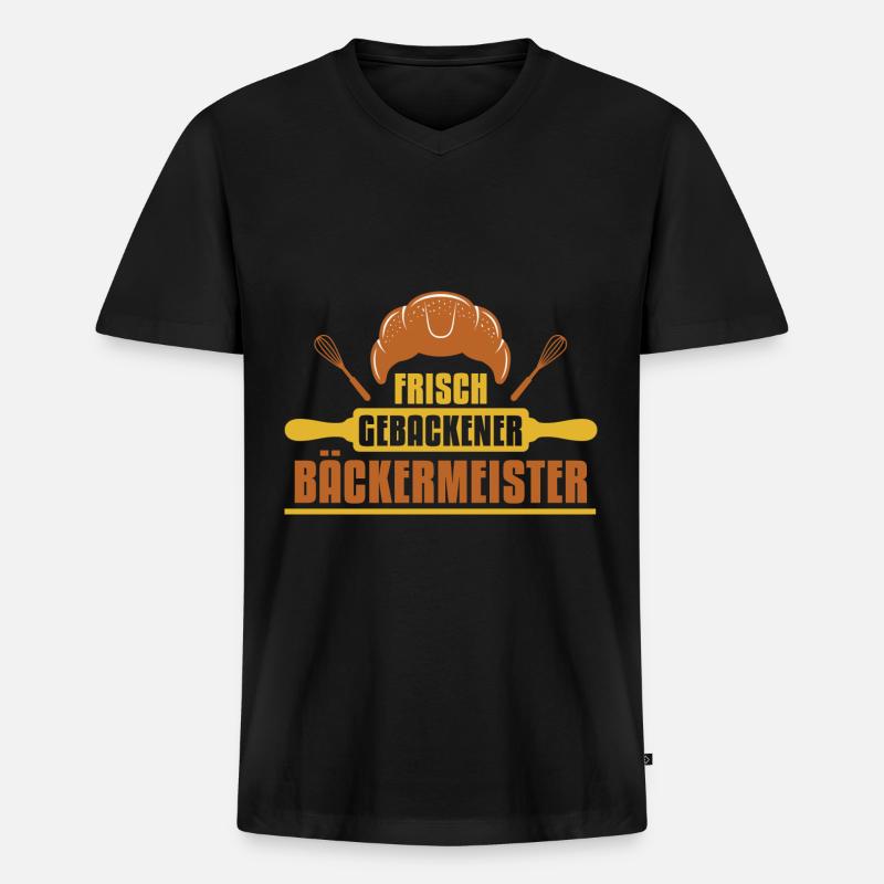 Bäcker Backen Konditor - Männer Premium Bio T-Shirt mit V-Ausschnitt - Schwarz