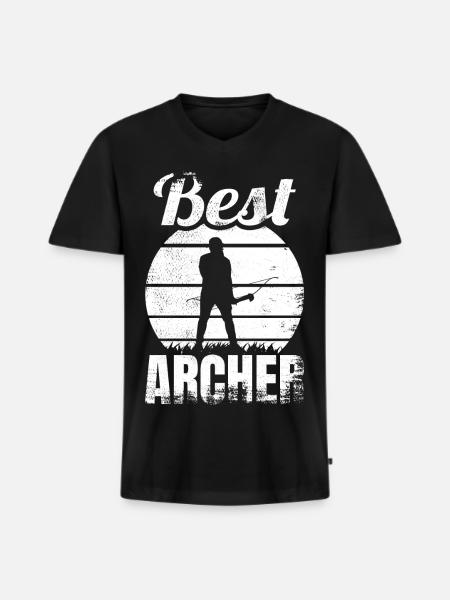 Best Archer - Men's Premium Organic T-shirt with V-neck - black