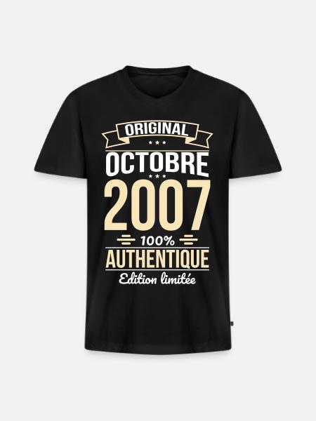 18th Birthday - Original - October 2007 - Men's Premium Organic T-shirt with V-neck - black