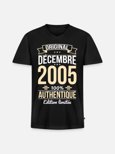 20th Anniversary - Original - December 2005 - Men's Premium Organic T-shirt with V-neck - black