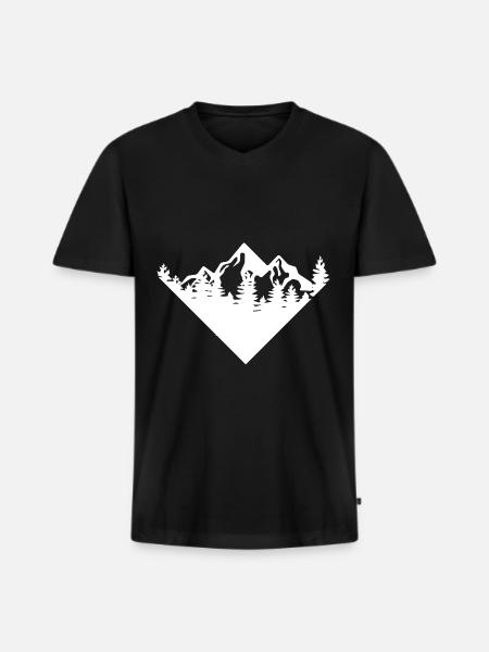Berg - (21) - Männer Premium Bio T-Shirt mit V-Ausschnitt - Schwarz