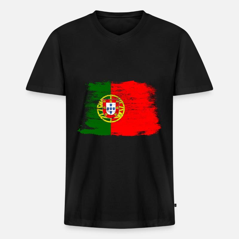 Portugal - Männer Premium Bio T-Shirt mit V-Ausschnitt - Schwarz