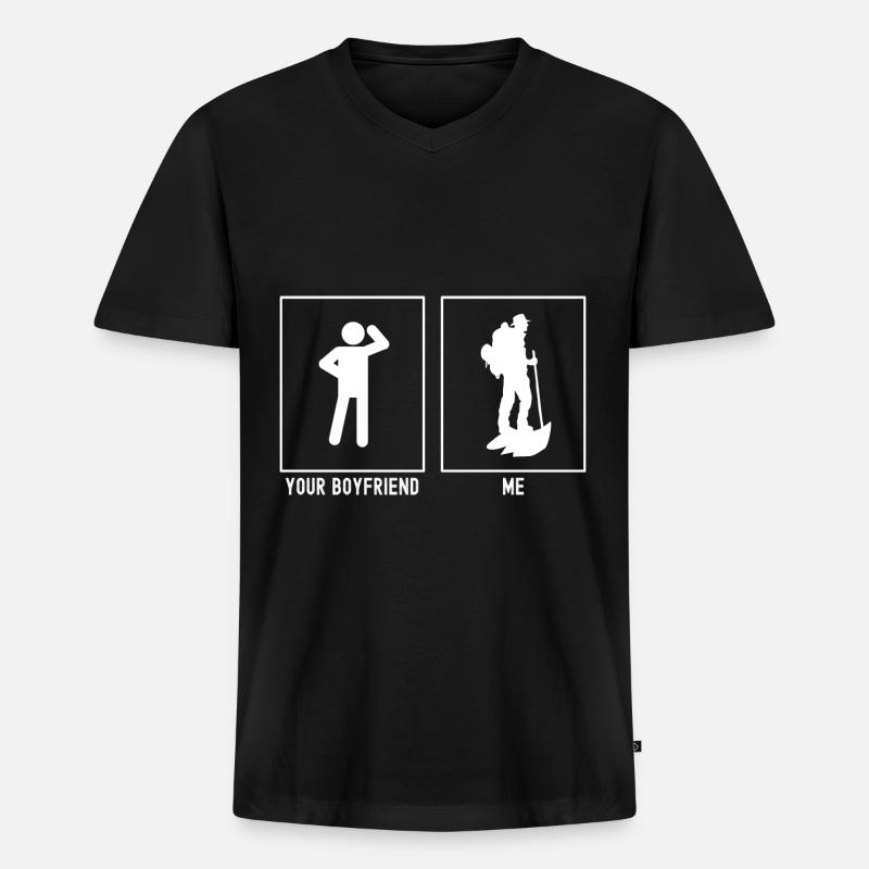 Dein Freund - Ich - Wanderexperte - Männer Premium Bio T-Shirt mit V-Ausschnitt - Schwarz