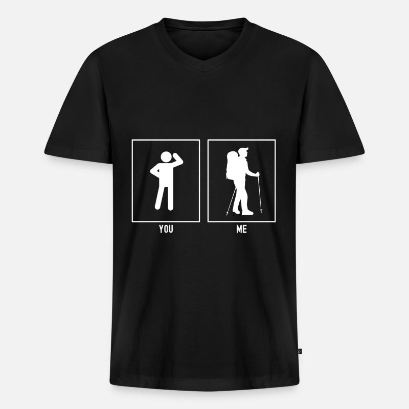 Du - Ich - Wanderer Hobby - Männer Premium Bio T-Shirt mit V-Ausschnitt - Schwarz