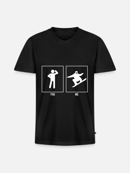 You - Me - Snowboarding uphill - Men's Premium Organic T-shirt with V-neck - black