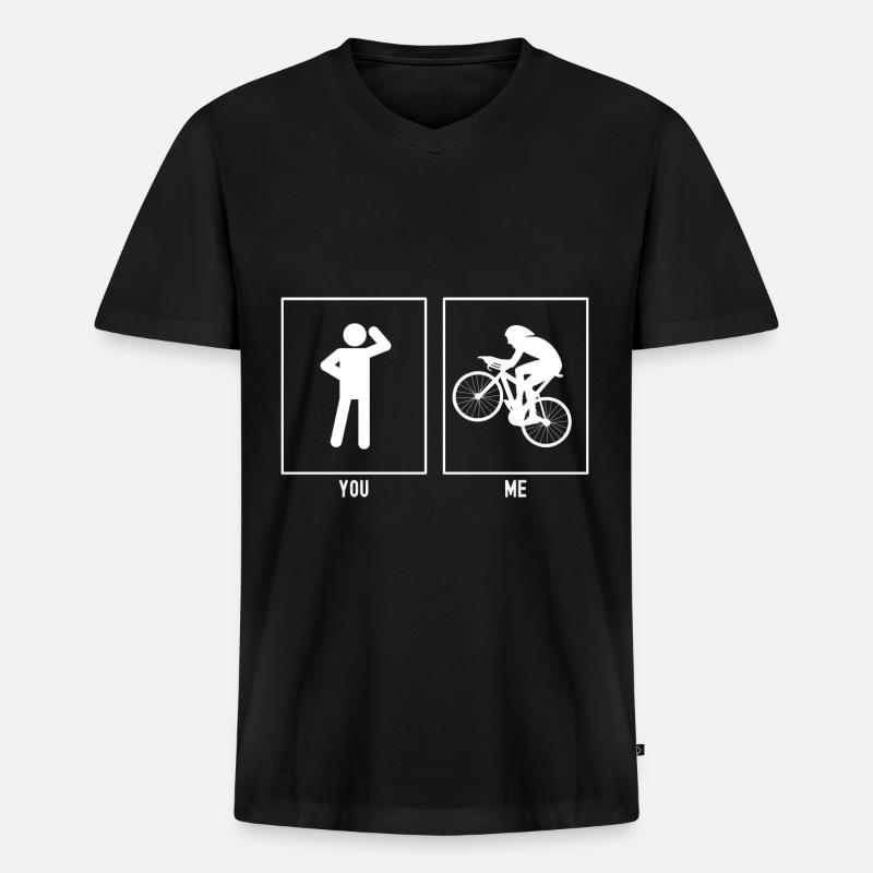 Sie - Ich - Radfahren bergauf - Männer Premium Bio T-Shirt mit V-Ausschnitt - Schwarz