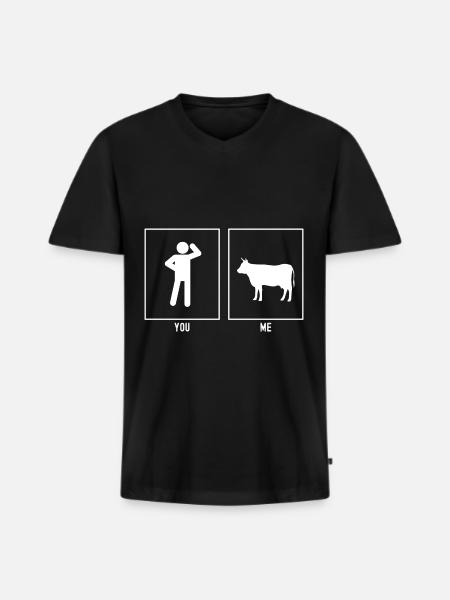 Vous - Moi - Vache agricole - T-shirt encolure en V Premium bio Homme - noir