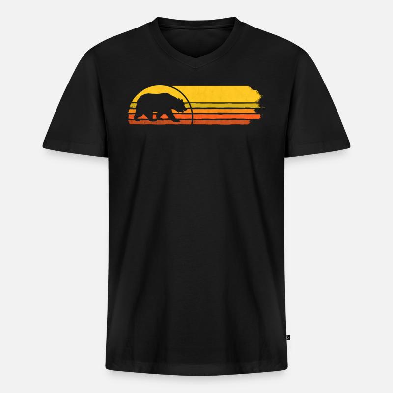 RETRO BEAR - Männer Premium Bio T-Shirt mit V-Ausschnitt - Schwarz